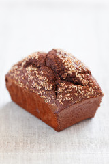 Homemade bread with rye bran, selective focus
