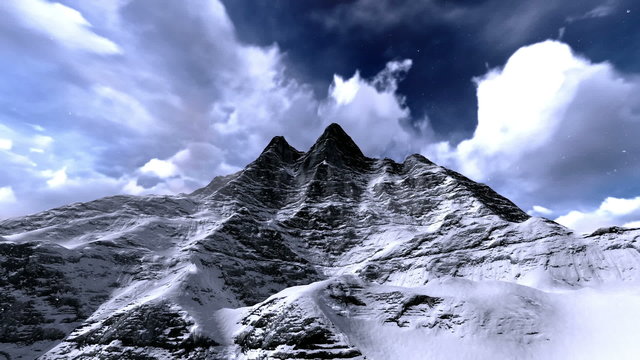 Bottom view of a huge mountain frozen