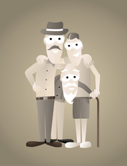 Vintage family picture of three generations