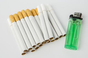 Closeup of a pile of cigarettes