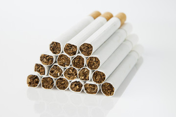 Closeup of a pile of cigarettes
