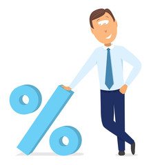 Businessman and percentage / discount symbol