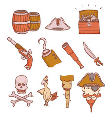 Cartoon pirate objects set
