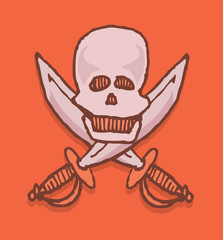 Cartoon pirate icon / Skull and swords emblem