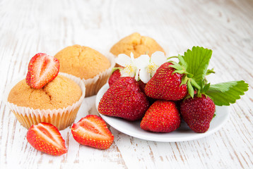 Muffins and strawberries