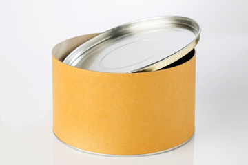 open round box, cardboard made, on white background