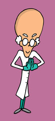 Cartoon old mad scientist
