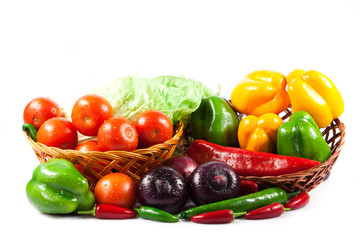 different vegetables isolated on white background