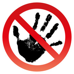 Conceptual stop forbidden hand print