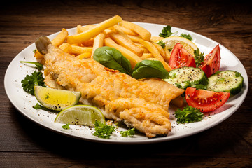 Fish dish - fried fish fillet and vegetables