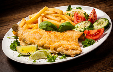 Fish dish - fried fish fillet and vegetables
