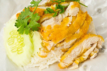 fry chicken rice of thailand