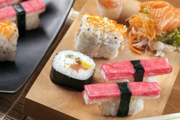 Sushi rolls closeup