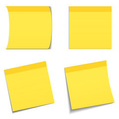 4 Yellow Stick Notes on White Background