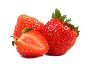 group of strawberries isolated on white background