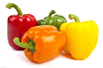 Bell Peppers over a white background.