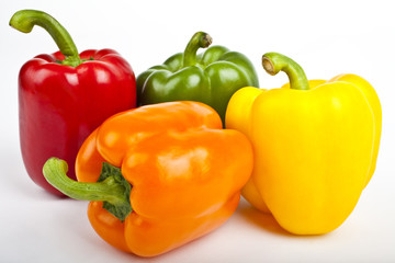 Bell Peppers over a white background.