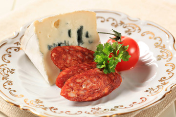 Blue cheese and sausage