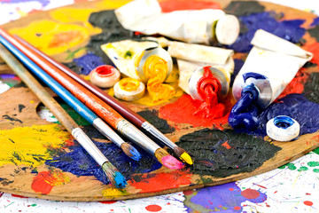 Obraz premium Paints and brushes