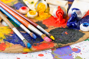 Obraz premium Paints and brushes
