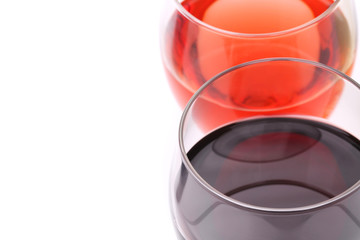 Glasses of wine view from above close-up