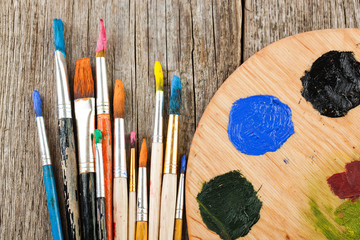 Paints and brushes