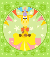 Cartoon  background  with funny giraffe