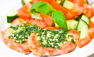 meat with vegetable salad