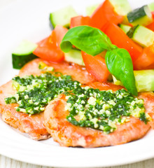 meat with vegetable salad