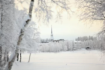 Schilderijen op glas Winter landscape in Finland © StockphotoVideo