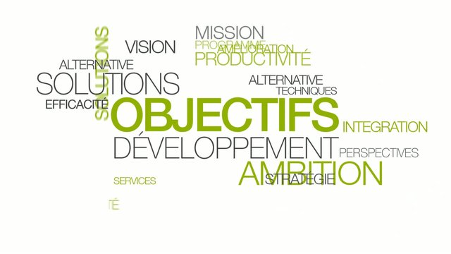 Objectifs d&eacute;veloppement ambition nuage de mots animation