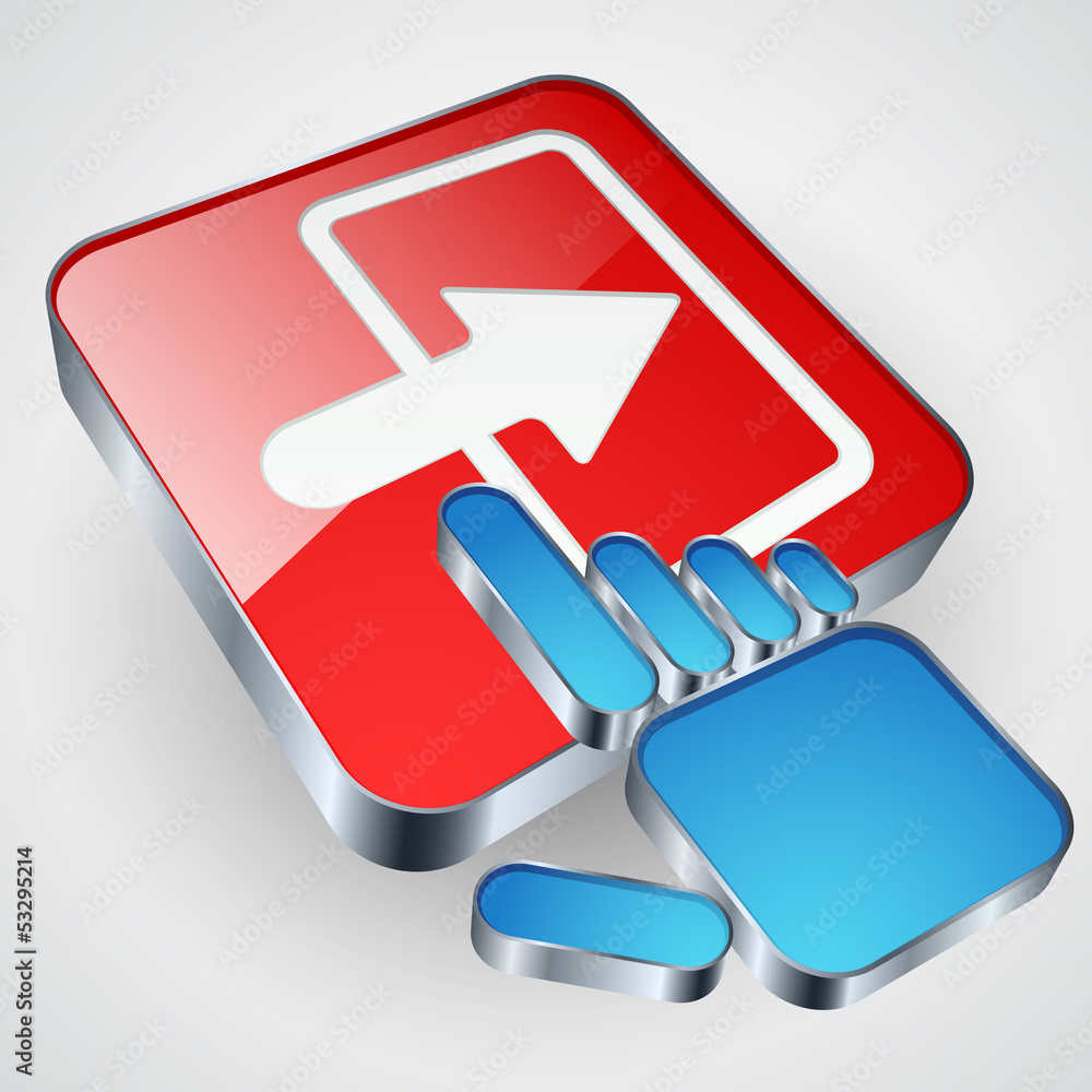 Aufkleber exit button with blue hand cursor