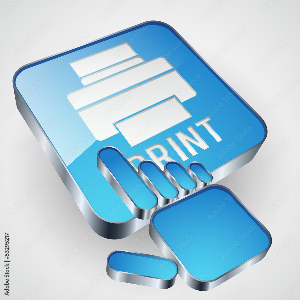 Poster print vector button with blue hand cursor