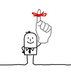 red ribbon on finger