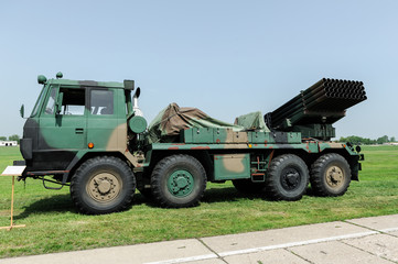 Military truck with rocket