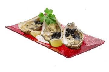 Oysters with black cavair