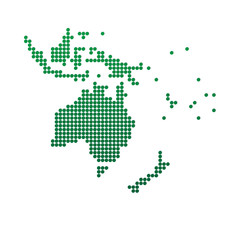 Green map of Oceania.