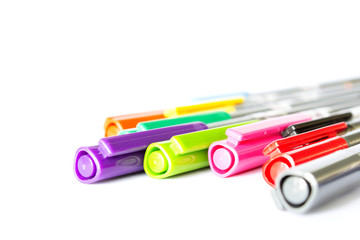Colors Marker Pens Isolated on White Background