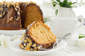 Christmas cake with condensed milk, chocolate,