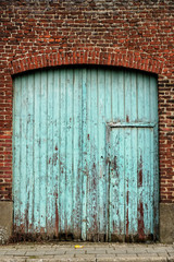 Industrial door in blue colors