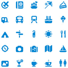 travel blue icons