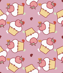 Strawberry cake seamless pattern