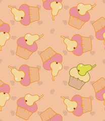 Pear fruitcake seamless pattern