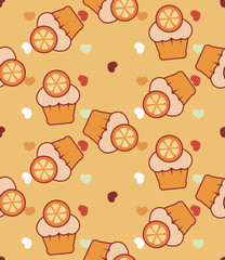 Orange cake seamless vector pattern