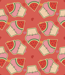 Water-melon cake seamless vector pattern