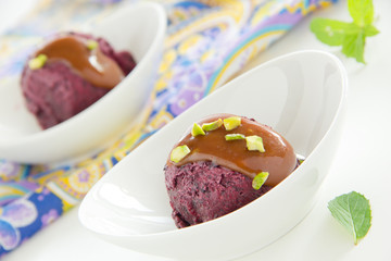Homemade blueberry ice cream.