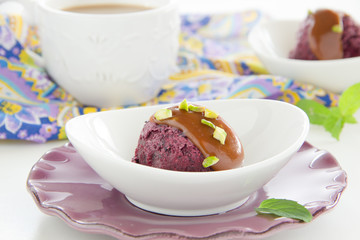 Homemade blueberry ice cream.