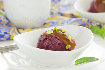 Homemade blueberry ice cream.