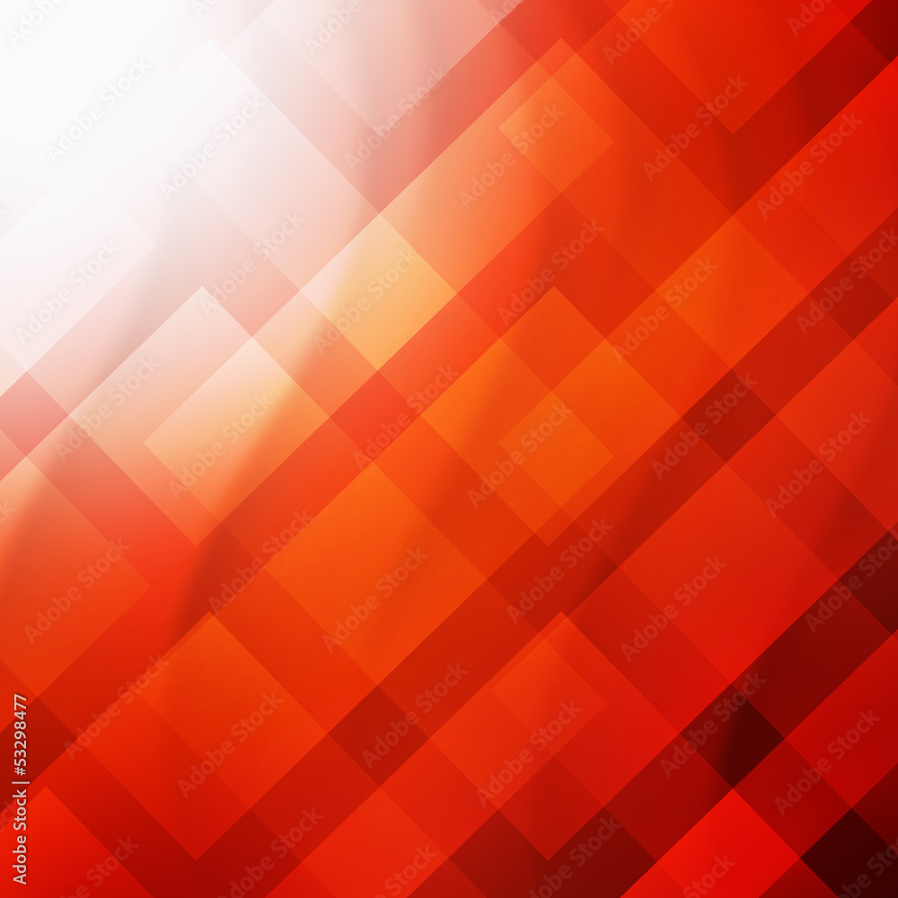 Poster red background with squares