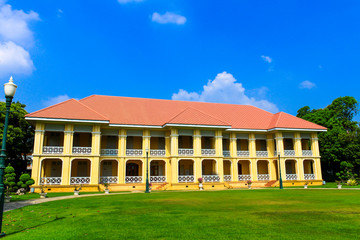 Fototapeta na wymiar Ancient building in in Bang Pa-In royal palace, Ayutthaya, Thail